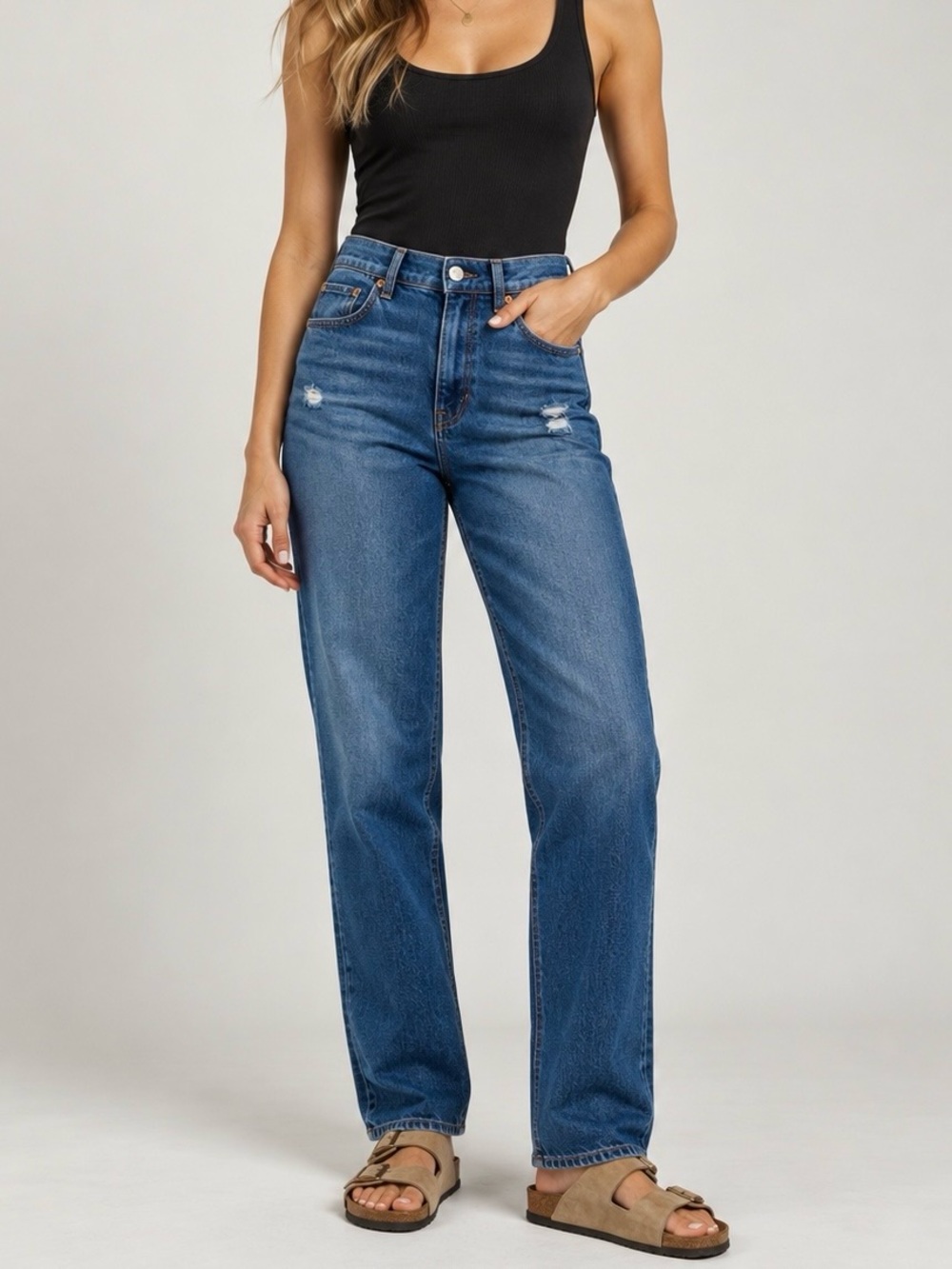 American Eagle 6 Super High-Rise Baggy Straight Jeans Women’s Strigid 2025
